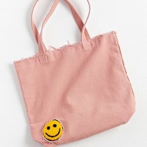 Urban Outfitters Smile Emoji Patch Distressed Canvas Tote